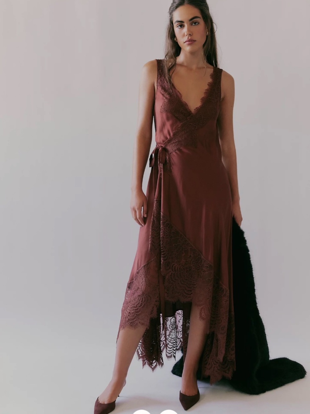 Nigel Preston 'Soho' Wrap Midi Dress in Hot Chocolate (NWT)